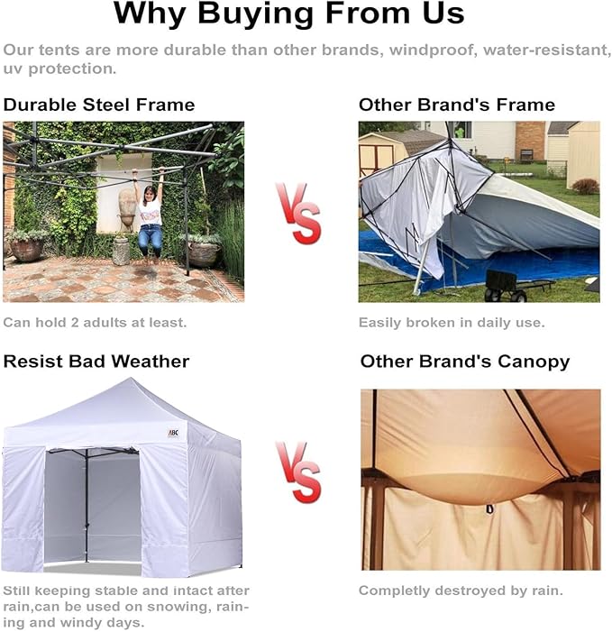 ABCCANOPY Heavy Duty Easy Pop up Canopy Tent with Sidewalls 10x20, Forest Green