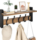 Optish Coat Rack Wall Mount with Shelf, 17.1 Inch Coat Hanger, Entryway Wall Key Holder, Hat Rack for Walls, Shelf with 5 Coat Hooks, Purse Hanger for Wall (Brown)