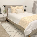 Bed Runner Set - 100% Pure Cotton 800 Thread Count - Luxury 1 Pinch Pleated Bed Runner and 2 Pillow Cover - 3 Piece Pinch Pleated Bed Runner Set California King, Ivory