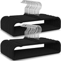 100 Pack Velvet Hangers Non Slip, Felt Pants Hangers Thin Space Saving Clothes Hanger Flocked Strong Durable Ganchos para Colgar Ropa with 360°Swivel Hook for Pants Jeans Shorts Tank Top, Black