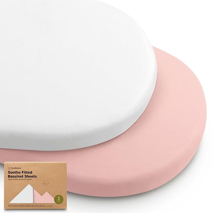 2-Pack Organic Bassinet Sheets for Girls, Boys - 100% Cotton Bassinet Mattress Sheets Compatible with Halo Bassinest Swivel Sleeper, Graco, Baby Delight, Chicco, Unisex Fitted Bassinet Sheets (Rose)