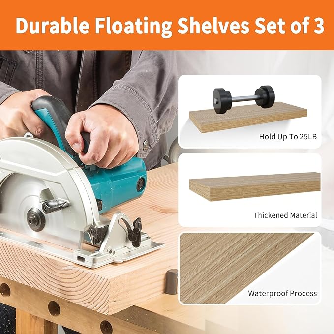 Upassion Floating Shelves for Wall Set of 3, Frame Display Floating Shelf for
