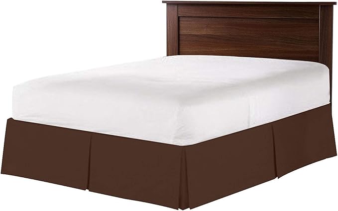 Bed Skirt - 100% Cotton 800 Thread Count Box Pleated Bed Skirt - Luxury Pleated Dust Ruffle, Hotel Quality Modern Bed Skirt, Easy Fit with 12 Inch Tailored Drop, RV Bunk 42X80, Chocolate