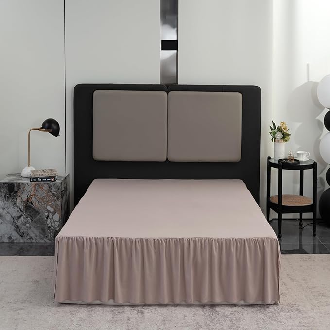 Bed Skirt Queen Size Ruffled Bed Skirt with Split Corners, Queen Bed Skirt 14 Inch Drop, TSUTOMI Queen Size Bed Skirt Khaki for Ruffled Bed Skirt with Split Corners, Bed Skirt Queen Size