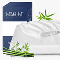 MR&HM King Fitted Sheet Only, Ultra-Soft Rayon Derived from Bamboo & Polyester Blend, Silky & Breathable, 15" Deep Pocket with Elastic Straps, Cooling Fitted Sheet for Hot Sleepers, White