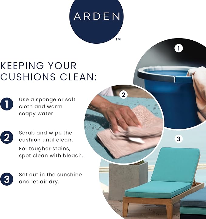 Arden Outdoor Deep Seat Cushion Set, 24 in x 24 in, Weather-Proof, Rain-Proof, Fade Resistant Patio Cushion for Chair, Sofa, and Couch Sapphire Blue Leala