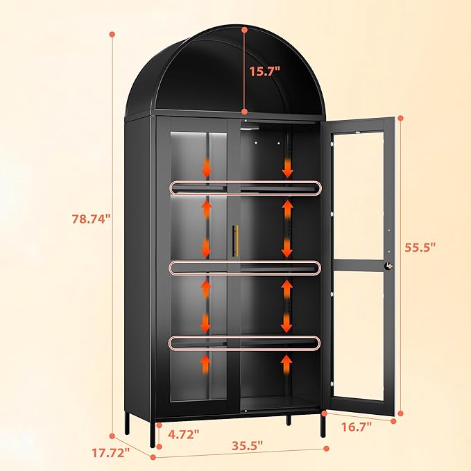 78.74'' H Tall Metal Arched Cabinet