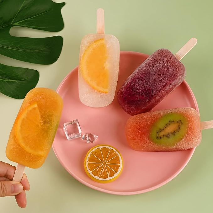 WMKGG Stackable Silicone Popsicle Molds with Lids, 4 PCS Ice Cream Molds