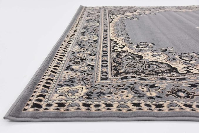 Unique Loom Reza Collection Traditional Persian Style Area Rug, 7 x 10 ft, Gray/Ivory