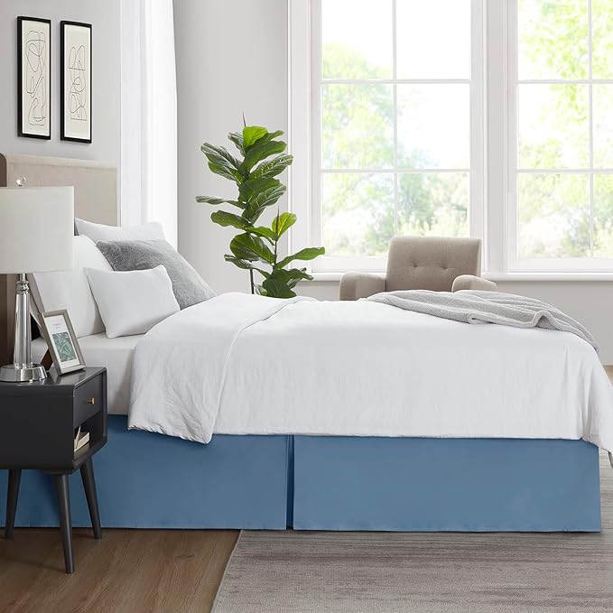 Nestl Blue Heaven Twin XL Bed Skirt - Twin XL Size Bed Skirt 14 Inch Drop - Brushed Microfiber Bed Skirts - Hotel Quality Pleated Bed Skirt - Shrinkage & Fade Resistant