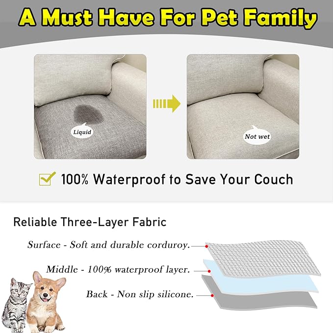 Couch Arm Covers, Waterproof Armrest Cover for Sofa, Armchair, Loveseat, Non-Slip Recliner Arm Cover, Sofa Arm Covers, Headrest Covers, Arm Chair Covers Set of 2 (Taupe, 28"×24")
