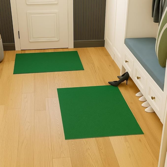 Ottomanson Mud Mat 2' x 3' - 2 Pack Entryway Rug -Non-Slip Scraper Doormat for Muddy Paws, Dirt Trapping Indoor/Outdoor Mat for High-Traffic Areas, Kitchen, Garage, Patio, Green