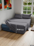 Air Mattress Sheet Set for King Size - 4 Piece Breathable & Cooling Sheets w/Extra Deep Pockets - Fits Inflatable & Blow Up Air Mattresses Up to 24 Inches Thick - Soft and Wrinkle Free - Dark Grey