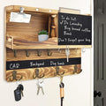 Key Holder for Wall Mount with Shelf and Mail Organizer, Key and Mail Holder with 16 Hooks, Farmhouse Entryway Organizer, Home Decor Rack(Pine Wood, Wood Color)
