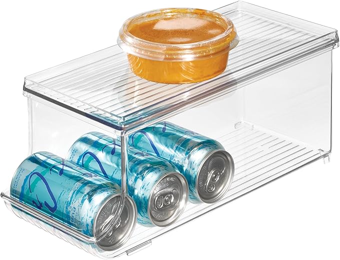 iDesign Soda Can Organizer with Lid for Pantry or Refrigerator - Clear - Made in USA