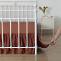 Bed Skirt Queen Size Ruffled Bed Skirt with Split Corners, 12 Inch Drop Dust Ruffle Bed Skirts with Platform, 12'' Queen, Rust