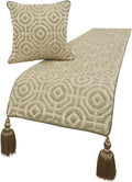 The HomeCentric King/Queen/Twin Beige Designer Queen 74"x18" Bed Runner Without Pillow Cover, Textured Bed Scarf on Silk Fabric - Hexagonal Norma
