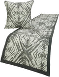 The HomeCentric King/Queen/Twin Grey & White Designer Full 68"x18" Bed Runner with Pillow Cover, Quilted Bed Scarf on Cotton Fabric - Grey Semblance