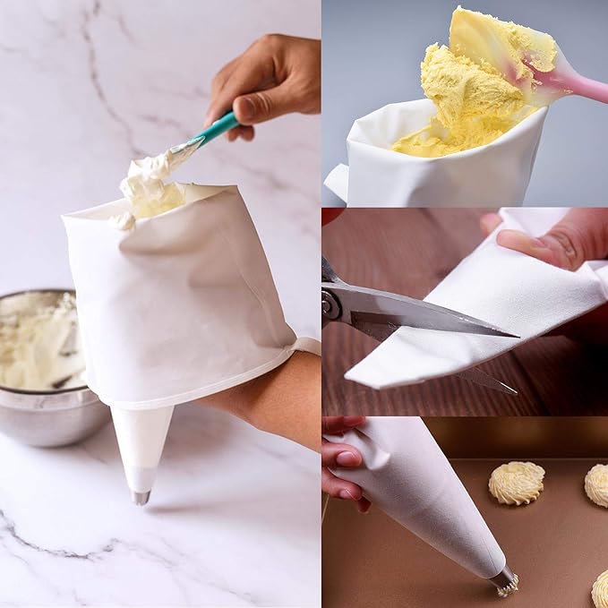 3 Pack Piping Bags Reusable Canvas Pastry Bags 14/16/18 Inch