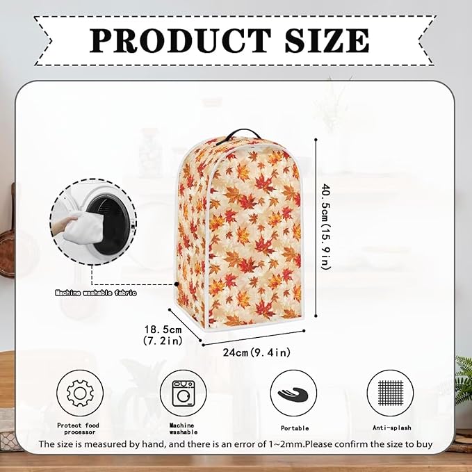 Fall Maple Leaf Dust Cover for Blender Thanksgiving Kitchen Decor Blender Covers Stain Resistant Food Processor Dust Cover Washable Appliance Cloth Cover with Top Handle