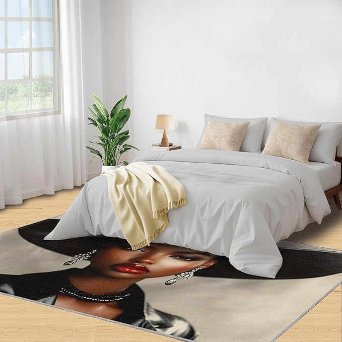 3x5 Fashionable Woman Dorm Rug - Modern Woman Small Rugs for Bedroom, Sexy Girl Area Rug Washable Non Slip for Bedroom Kitchen Living Room Entryway