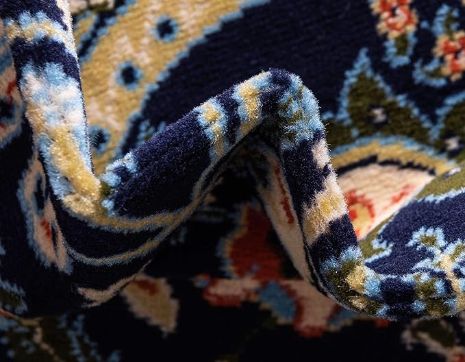 Unique Loom Espahan Collection Area Rug - Cape Cod (7' 10" Round, Navy Blue/ Black)