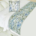 The HomeCentric King/Queen/Twin Blue Decorative Bed Runner Twin 53"x18" Bed Runner with One Pillow Cover, Quilted Bed Scarf on Cotton Fabric - Garden Grace