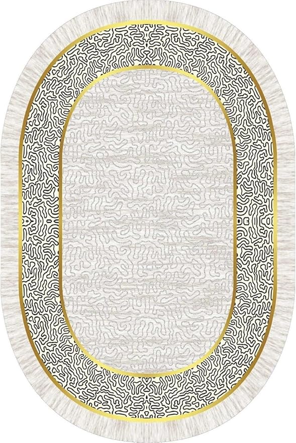 Off White Black Gold Indoor Rugs Modern Minimalist Abstract Geometric Pattern Home Office Area Rug 3x5 for Livingroom Bedroom Dining Room Soft Durable Non Skid Carpet Under Table Bordered Floor Mat