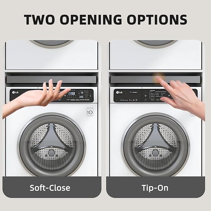 Hidden Pull Out Drying Rack, Extendable Pull Out Trousers Rack, Space Saving, Above Washing Machine Wardrobe, Aluminum Alloy, Soft-Close, Depth 21.26in Width 26-28in White