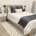 Bed Runner Set - 100% Pure Cotton 800 Thread Count - Luxury 1 Pinch Pleated Bed Runner and 2 Pillow Cover - 3 Piece Pinch Pleated Bed Runner Set Twin, Dark Grey