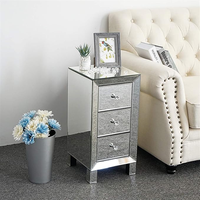 Mirrored End Table Modern Small Sofa Corner Table