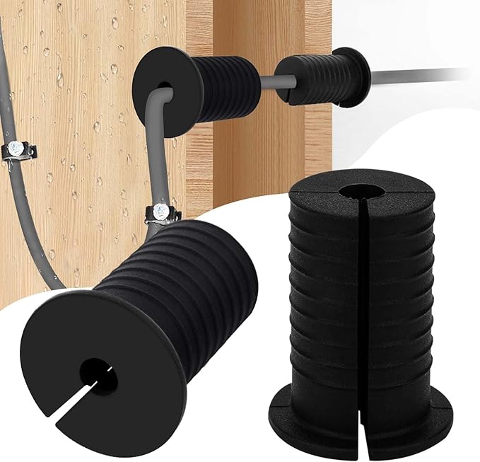 2 Pcs Starlink Cable Routing Kit for 1 Inch Wall Hole, Starlink Wall Grommet, Perforated Silicone Grommet, Cable Punch Grommet, Wall Grommet for Starlink Ethernet Cable (Black)