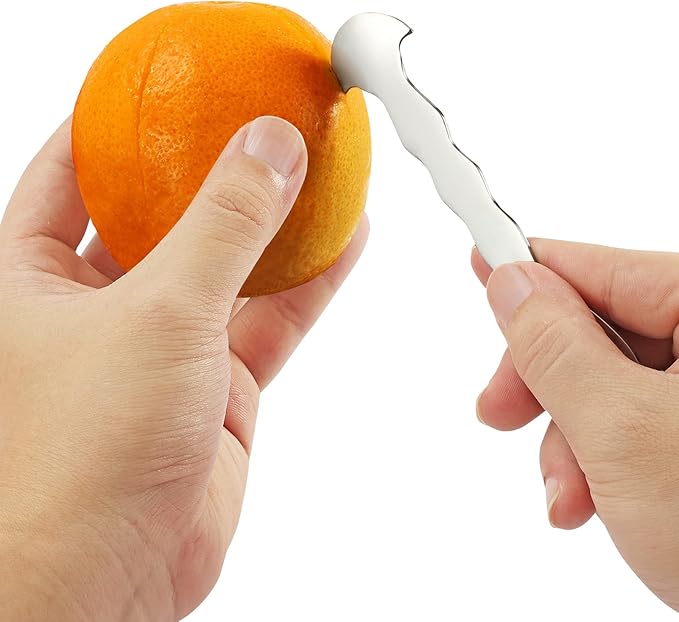 iziusy 2 Pcs Stainless Steel Orange Peeler Citrus Peeler Fruit Remover Opener Ergonomic Safe Cutter & Slicer Tool for Grapefruits, Lemons