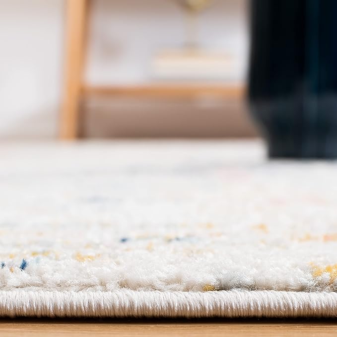 SAFAVIEH Tulum Collection Accent Rug - 2' x 5', Ivory & Blue, Moroccan Boho Tribal Design, Non-Shedding & Easy to Clean, Ideal for Front Door, Kitchen, Entryway, Foyer (TUL272C)
