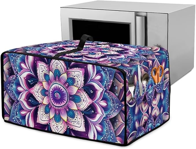 Countertop Convection Oven Cover Dust Protection Air Fryer Toaster Oven Covers with Side Pockets, for Home Kitchen Decor, S, 14.5 x 18.5 x 9 Inches, Violet Boho Floral