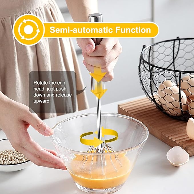 Egg Whisk,2 Pack Stainless Steel Home Kitchen Tool, Hand Easy Whisk Egg Beater Manual Mixer Blender for Whisking, Beating & Stirring (14 Inch and 10 Inch)
