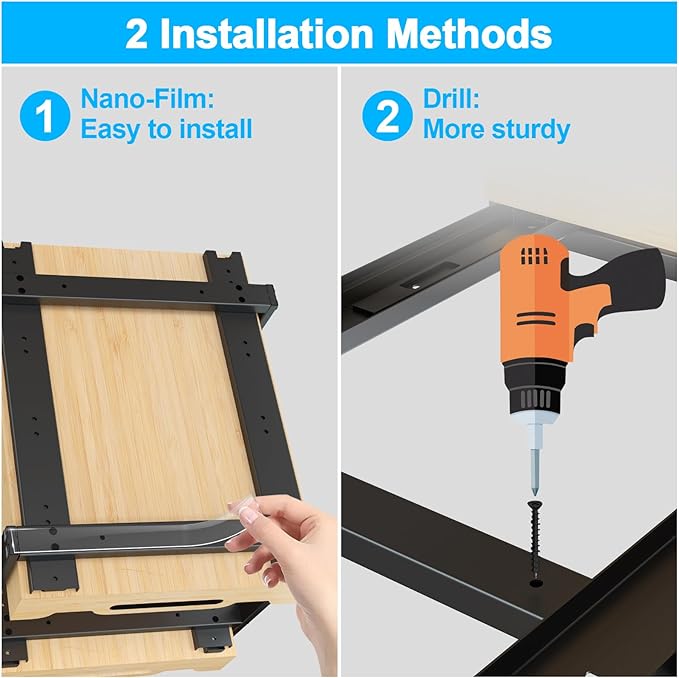 Golener Pull Out Cabinet Organizer - 2-Tier Slide Out Bamboo Drawers for Kitchen Cabinets, Bathroom Organizers and Storage, Under Sink Organizer for Kitchen Storage Organization with Coated Iron Frame