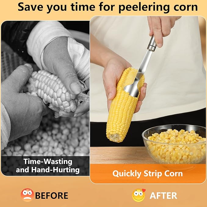 iziusy Corn Peeler Corn Cob Remover, Stainless Steel Corn Stripper Tool, Heavy Duty Kitchen Gadget for Removing Corn Kernels from Cobs