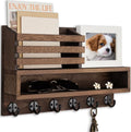 Key and Mail Holder Wall Mount, Key Hanger with Long Storage Box and Key Hooks for Coat, Dog Leash, Home Decor Rack, House Accessories, Entry Way Organizer