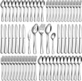 PHILIPALA 65 Piece Silverware Set with Serving Utensils, Stainless Steel Flatware Set for 12 Food Grade Novelty Flatware Cutlery Utensil Set Include Knife Fork Spoon Mirror Polished Dishwasher Safe