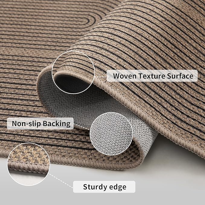Tangsoo Rainbow Easy Jute Rug 2x6 Washable Kitchen Runner for Hallways,Non-Slip Thin Farmhouse Carpet Modern Indoor Outdoor Runner Door Mat for Porch Laundry Bedroom Entryway