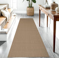 IOHOUZE Washable Runner Rug 2.6x8 Non Slip Rubber Backed Wide Hallway Runner Entryway Runner Indoor, Kitchen Rugs Woven Cotton Floor Carpet for Hall Bedroom, Orange/Tan/Brown