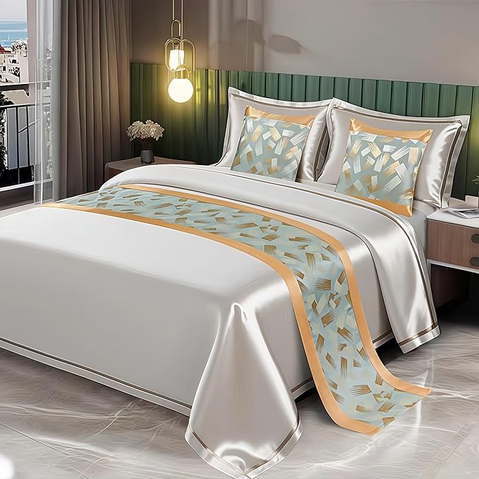 Bed Runner for Guest Room，Luxury Bed Runner，Wedding Bed Runner，Embroidered Bed Runner，Breathable Washable，Hotel Decor，Bed Decorations ，for Home Hotel Decorations(F,50 * 180cm)
