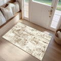FMFUNCTEX Entryway Rug 2x3 Washable Brown Beige Modern Abstract Door Mat Non Slip Low Pile Indoor Carpet Soft Small Entrance Throw Rugs for Entrance Entry Bedroom Kitchen Bathroom Laundry