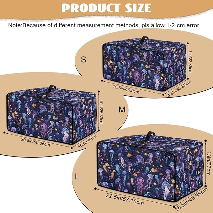 Jellyfish Clownfish Bubble Print Microwave Oven Cover Dust-Proof Fabric Toaster Oven Covers Easy to Clean Foldable Microwave Oven Grill Cover Protector with Top Handle, S