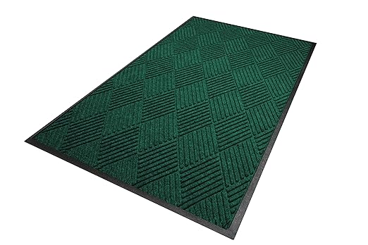 M+A Matting WaterHog Diamond | Commercial-Grade Entrance Mat with Rubber Border – Indoor/Outdoor, Quick Drying, Stain Resistant Door Mat (Evergreen, 3' x 4')