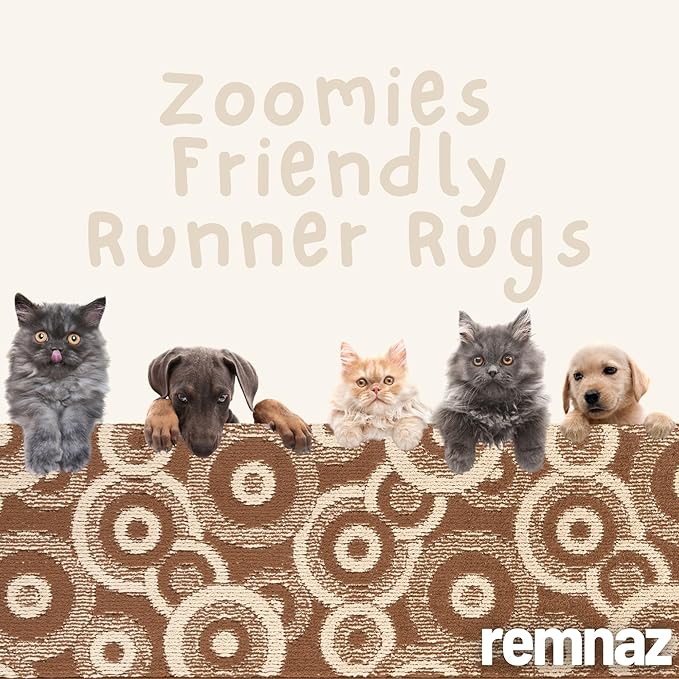 Custom Size Brown Hallway Runner Rug | Cut to Length 2'3" x 5' (Runner) | Non-Slip & Machine Washable | REMNAZ