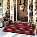 Christmas Front Door Mat Outdoor 2'X4.3', Red Buffalo Plaid Porch Rug Machine Washable Kitchen Rug Entryway Carpet Layered Door Mats Indoor/Outdoor Cotton Area Rug Runner for Bedroom