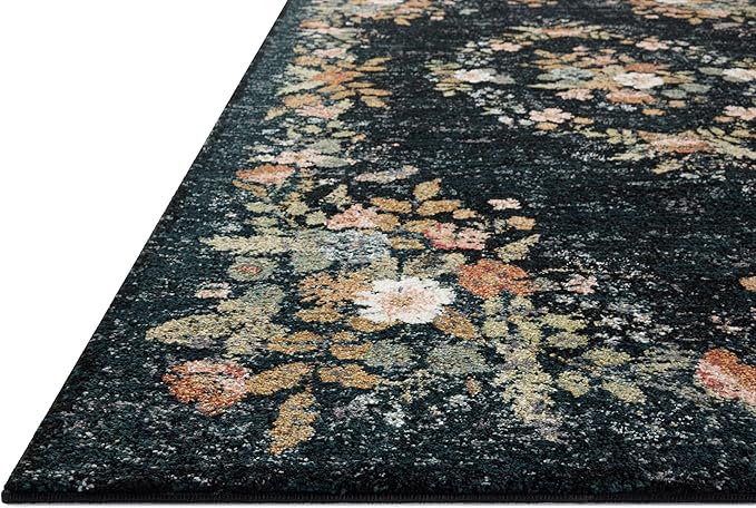 Loloi Rifle Paper Co. Laurel Collection LAU-01 Dark Navy 2'-8" x 10' Runner Rug