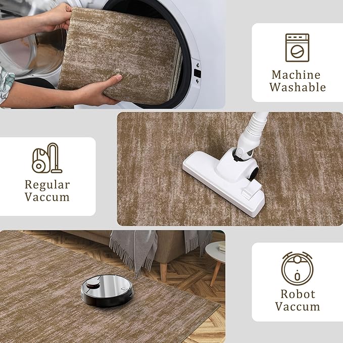 RUGSREAL Round Area Rug 3ft Solid Solor Rug for Entryway Washable Indoor Floor Carpet Contemporary Area Rug Modern Round Rug for Bedroom Living Room Kitchen Home Office, Taupe